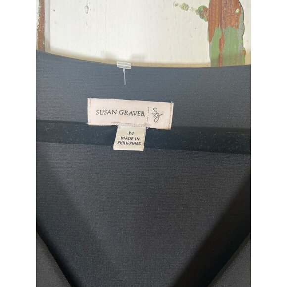 Susan Graver Size M Lined Maxi Dress Black Pink Abstract Floral Empire Waistband - Picture 9 of 14